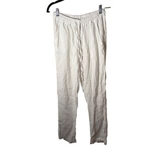 Pure Collection 100% Linen White Pants Women's Small Bottoms Drawstring